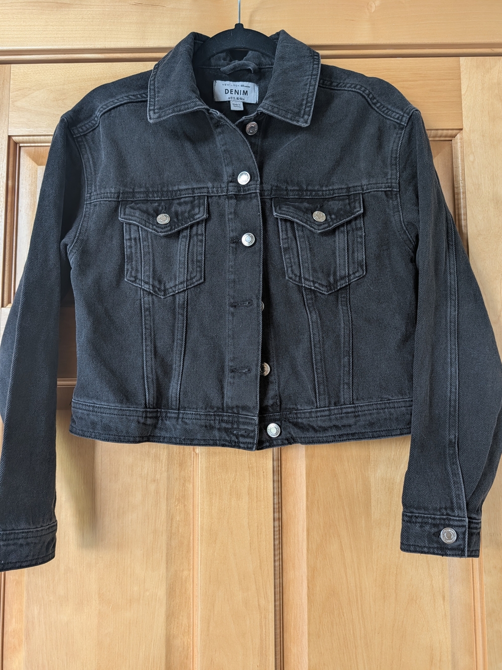 New Look Black Denim Jacket with Button Front
